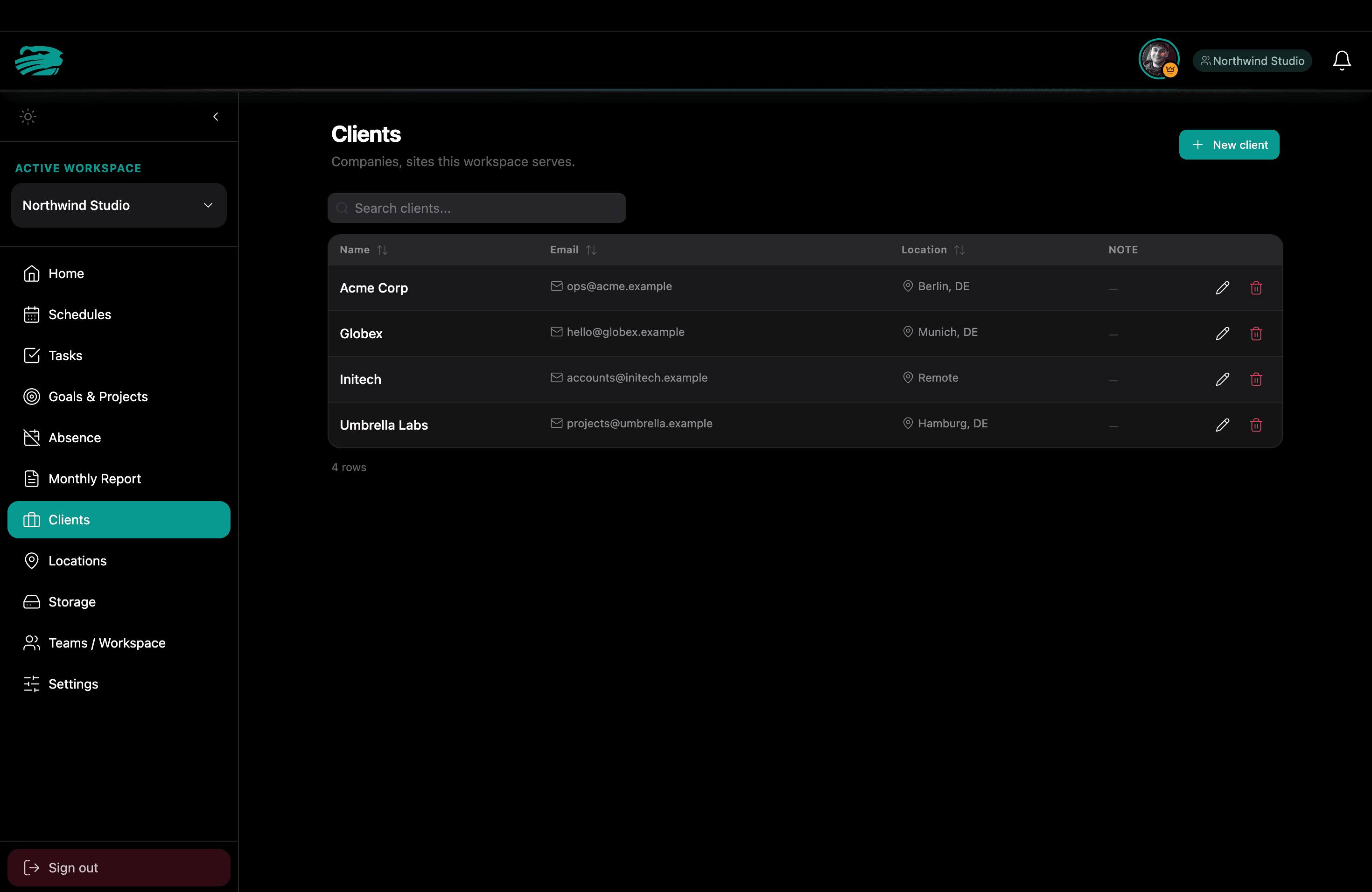 Clock-M clients list