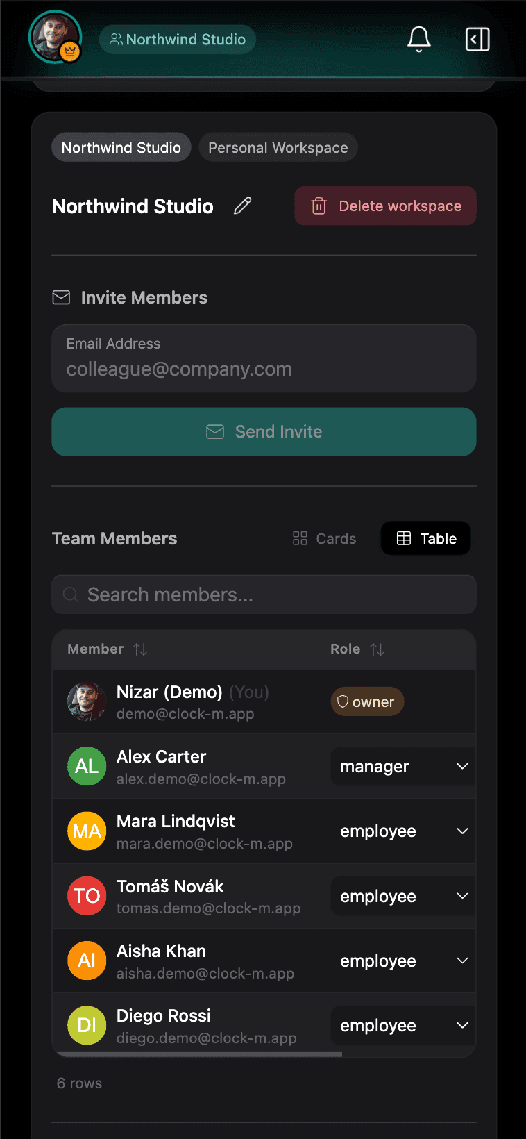 Clock-M team members and roles